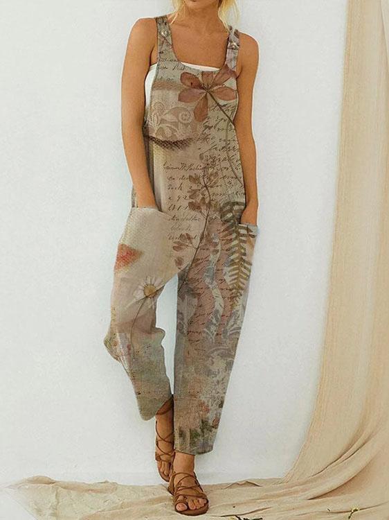 Printed Loose Sleeveless Jumpsuit - Jumpsuit & Rompers - INS | Online Fashion Free Shipping Clothing, Dresses, Tops, Shoes - 13/07/2021 - 20-30 - Bottoms