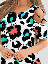 Printed Off The Shoulder Short Sleeve T-shirt - T-Shirts - INS | Online Fashion Free Shipping Clothing, Dresses, Tops, Shoes - 09/06/2021 - Category_T-Shirts - Color_Multicolor