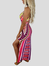 Printed Sleeveless High Waist Suspender Skirt - Maxi Dresses - INS | Online Fashion Free Shipping Clothing, Dresses, Tops, Shoes - 02/07/2021 - 30-40 - color-red