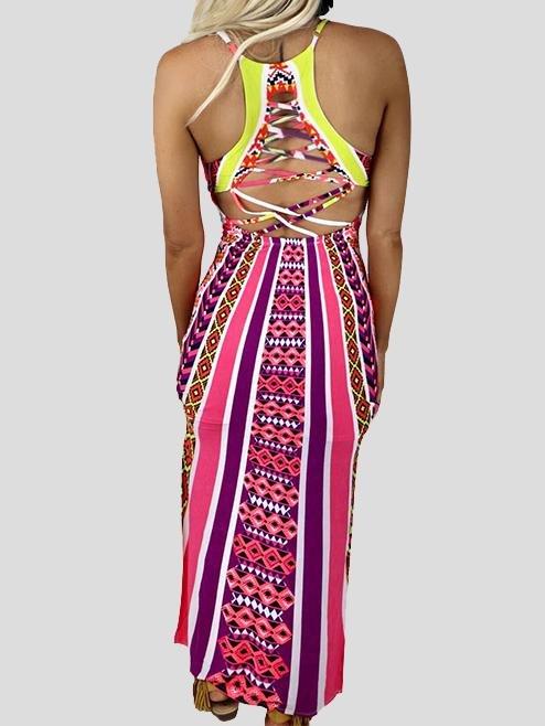 Printed Sleeveless High Waist Suspender Skirt - Maxi Dresses - INS | Online Fashion Free Shipping Clothing, Dresses, Tops, Shoes - 02/07/2021 - 30-40 - color-red
