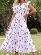 Printed Slim Short Sleeve Dress - Maxi Dresses - INS | Online Fashion Free Shipping Clothing, Dresses, Tops, Shoes - 16/06/2021 - 30-40 - Category_ Maxi Dresses