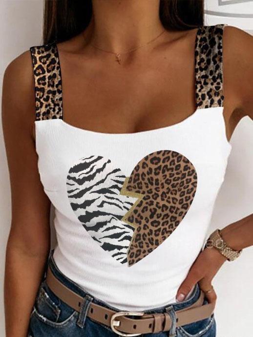 Printed Square-Cut Collar Sleeveless Tank Tops - Tank Tops - INS | Online Fashion Free Shipping Clothing, Dresses, Tops, Shoes - 08/07/2021 - 10-20 - Category_Tank Tops