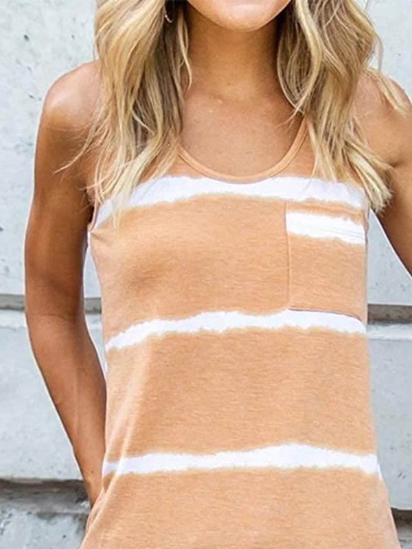 Printed Tie-dye Striped Sleeveless Tank Top - Vests - INS | Online Fashion Free Shipping Clothing, Dresses, Tops, Shoes - 05/18/2021 - Category_Vests - Color_Black