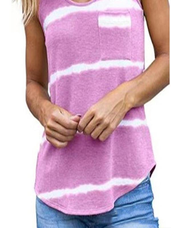 Printed Tie-dye Striped Sleeveless Tank Top - Vests - INS | Online Fashion Free Shipping Clothing, Dresses, Tops, Shoes - 05/18/2021 - Category_Vests - Color_Black