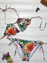 Printed Triangle Strappy Two Piece Bikini - Bikini - INS | Online Fashion Free Shipping Clothing, Dresses, Tops, Shoes - 06/04/2021 - Beach - Bikini
