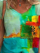 Printed V-neck Short-sleeved T-shirt - T-shirts - INS | Online Fashion Free Shipping Clothing, Dresses, Tops, Shoes - 11/06/2021 - Color_Green - Size_2XL