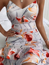 Printed V-Neck Sleeveless Mini Dress - Mini Dresses - INS | Online Fashion Free Shipping Clothing, Dresses, Tops, Shoes - 26/07/2021 - 30-40 - Category_Mini Dresses