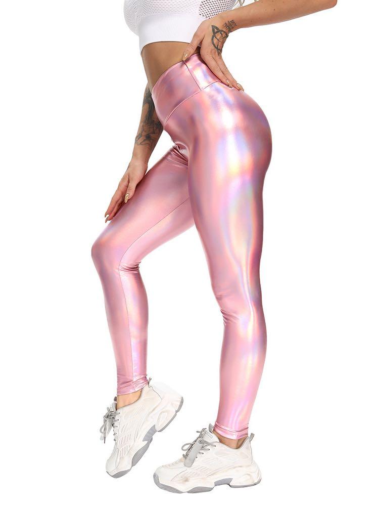 PU Leather Holographic Sports Leggings - INS | Online Fashion Free Shipping Clothing, Dresses, Tops, Shoes