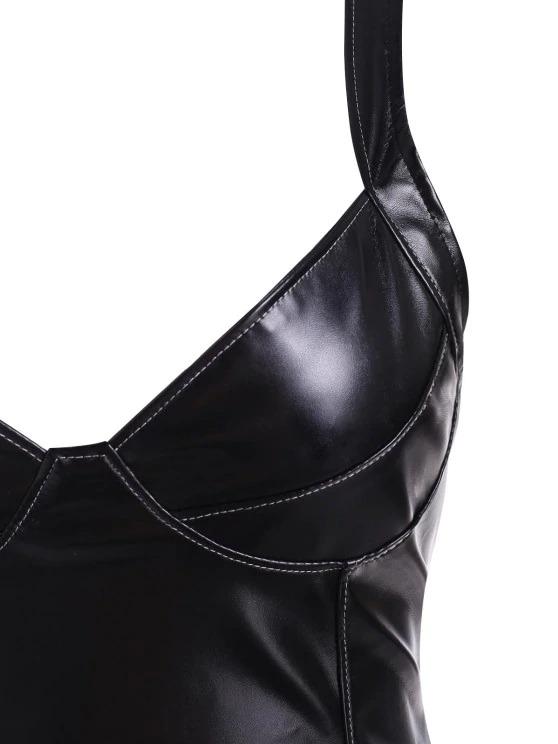 PU Leather Slinky Topstitching Bodycon Bustier Dress - INS | Online Fashion Free Shipping Clothing, Dresses, Tops, Shoes