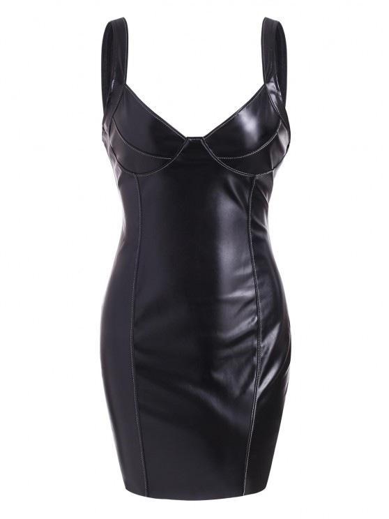PU Leather Slinky Topstitching Bodycon Bustier Dress - INS | Online Fashion Free Shipping Clothing, Dresses, Tops, Shoes