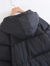 PU Leather Zip Up Hooded Puffer Coat - INS | Online Fashion Free Shipping Clothing, Dresses, Tops, Shoes