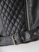 PU Zip Detail Belted Biker Jacket - INS | Online Fashion Free Shipping Clothing, Dresses, Tops, Shoes