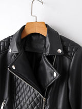 PU Zip Detail Belted Biker Jacket - INS | Online Fashion Free Shipping Clothing, Dresses, Tops, Shoes