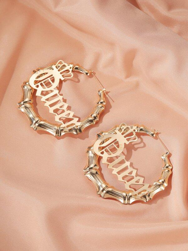 Queen Charm Bamboo Hoop Earrings - INS | Online Fashion Free Shipping Clothing, Dresses, Tops, Shoes