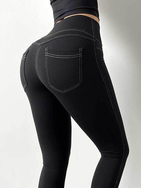 Quick Drying Workout Leggings With Pockets - Leggings - INS | Online Fashion Free Shipping Clothing, Dresses, Tops, Shoes - 02/26/2021 - Autumn - Black