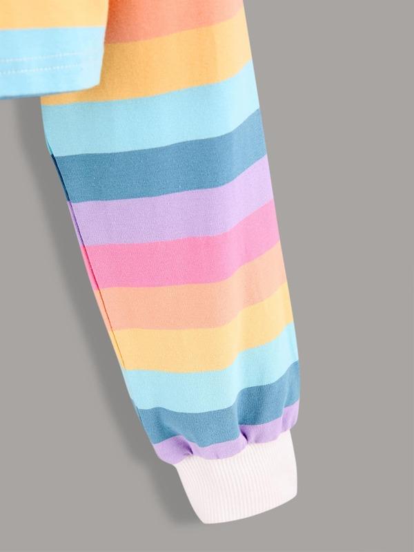 Rainbow Striped Drop Shoulder Sweatshirt - INS | Online Fashion Free Shipping Clothing, Dresses, Tops, Shoes