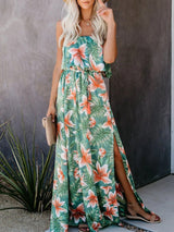 Rainforest Print Off-shoulder Ruffle Dress - Maxi Dresses - INS | Online Fashion Free Shipping Clothing, Dresses, Tops, Shoes - 11/06/2021 - Color_Green - DRE2106110401