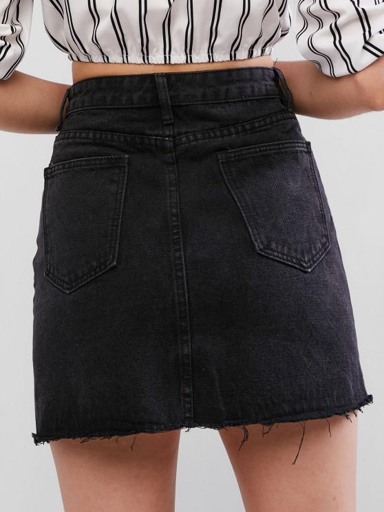 Raw Hem Fitted Mini Denim Skirt - INS | Online Fashion Free Shipping Clothing, Dresses, Tops, Shoes