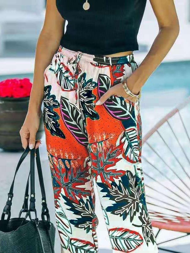 Retro Pocket Multicolor Printed Trousers - Pants - INS | Online Fashion Free Shipping Clothing, Dresses, Tops, Shoes - 10-20 - 19/06/2021 - Bottoms