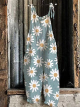 Retro Print Casual Wide-Leg Jumpsuit - Jumpsuits & Rompers - INS | Online Fashion Free Shipping Clothing, Dresses, Tops, Shoes - 02/07/2021 - 20-30 - Bottom