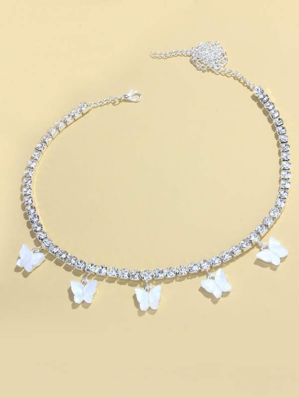 Rhinestone Butterfly Charm Necklace - INS | Online Fashion Free Shipping Clothing, Dresses, Tops, Shoes