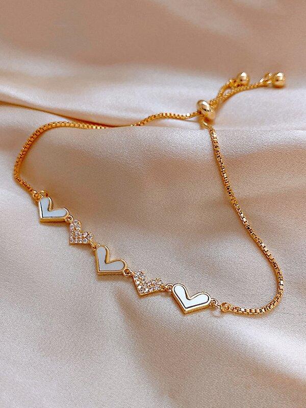 Rhinestone Heart Decor Bracelet - INS | Online Fashion Free Shipping Clothing, Dresses, Tops, Shoes