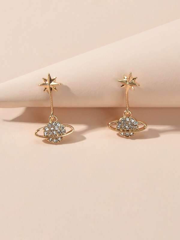 Rhinestone Planet Drop Earrings - INS | Online Fashion Free Shipping Clothing, Dresses, Tops, Shoes