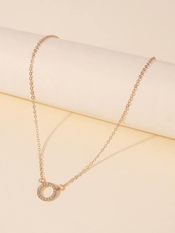 Rhinestone Round Charm Necklace - INS | Online Fashion Free Shipping Clothing, Dresses, Tops, Shoes