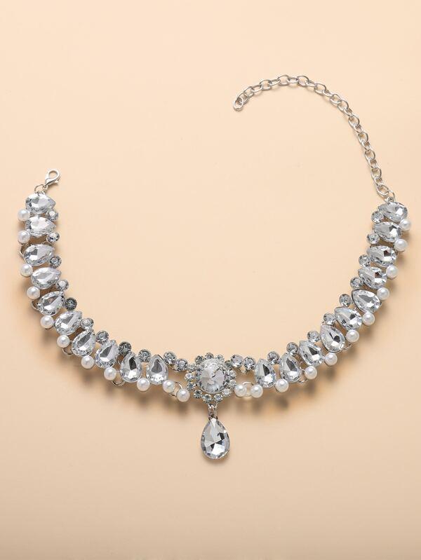 Rhinestone Water Drop Decor Necklace - INS | Online Fashion Free Shipping Clothing, Dresses, Tops, Shoes