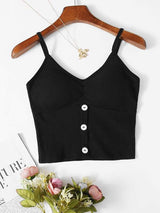 Rib Button Front Bralette - INS | Online Fashion Free Shipping Clothing, Dresses, Tops, Shoes