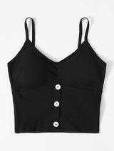 Rib Button Front Bralette - INS | Online Fashion Free Shipping Clothing, Dresses, Tops, Shoes