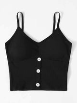 Rib Button Front Bralette - INS | Online Fashion Free Shipping Clothing, Dresses, Tops, Shoes