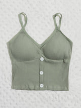 Rib Button Front Bralette - INS | Online Fashion Free Shipping Clothing, Dresses, Tops, Shoes