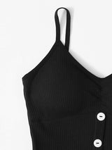 Rib Button Front Bralette - INS | Online Fashion Free Shipping Clothing, Dresses, Tops, Shoes