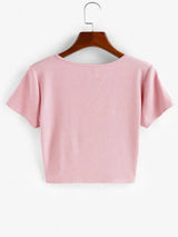 Ribbed Button Up Crop T-shirt - INS | Online Fashion Free Shipping Clothing, Dresses, Tops, Shoes