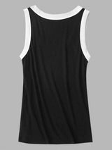 Ribbed Contrast Trim Scoop Neck Tank Top - INS | Online Fashion Free Shipping Clothing, Dresses, Tops, Shoes