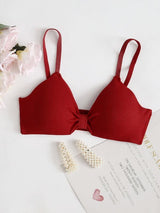 Ribbed Knot Detail Bra - INS | Online Fashion Free Shipping Clothing, Dresses, Tops, Shoes