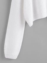 Ribbed Purl Knit Cropped Sweater - INS | Online Fashion Free Shipping Clothing, Dresses, Tops, Shoes