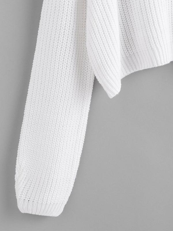 Ribbed Purl Knit Cropped Sweater - INS | Online Fashion Free Shipping Clothing, Dresses, Tops, Shoes