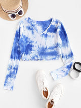 Ribbed Tie Dye Cropped Tee - INS | Online Fashion Free Shipping Clothing, Dresses, Tops, Shoes