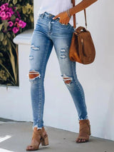 Ripped Cutout Fringe Hem Casual Jeans - Jeans - INS | Online Fashion Free Shipping Clothing, Dresses, Tops, Shoes - 04/05/2021 - Category_Jeans - Color_Blue