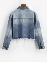 Ripped Frayed Pocket Trucker Denim Jacket - INS | Online Fashion Free Shipping Clothing, Dresses, Tops, Shoes