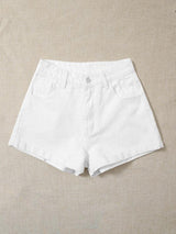 Rolled High-Rise Denim Shorts - INS | Online Fashion Free Shipping Clothing, Dresses, Tops, Shoes