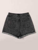 Rolled High-Rise Denim Shorts - INS | Online Fashion Free Shipping Clothing, Dresses, Tops, Shoes