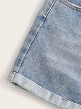 Rolled High-Rise Denim Shorts - INS | Online Fashion Free Shipping Clothing, Dresses, Tops, Shoes