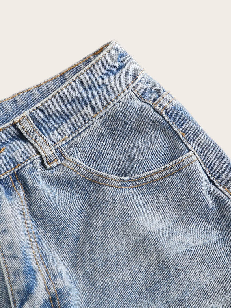 Rolled High-Rise Denim Shorts - INS | Online Fashion Free Shipping Clothing, Dresses, Tops, Shoes