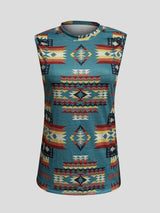 Round Neck Pullover Ethnic Print Tank Top - Tank Tops - INS | Online Fashion Free Shipping Clothing, Dresses, Tops, Shoes - 07/07/2021 - 20-30 - color-apricot