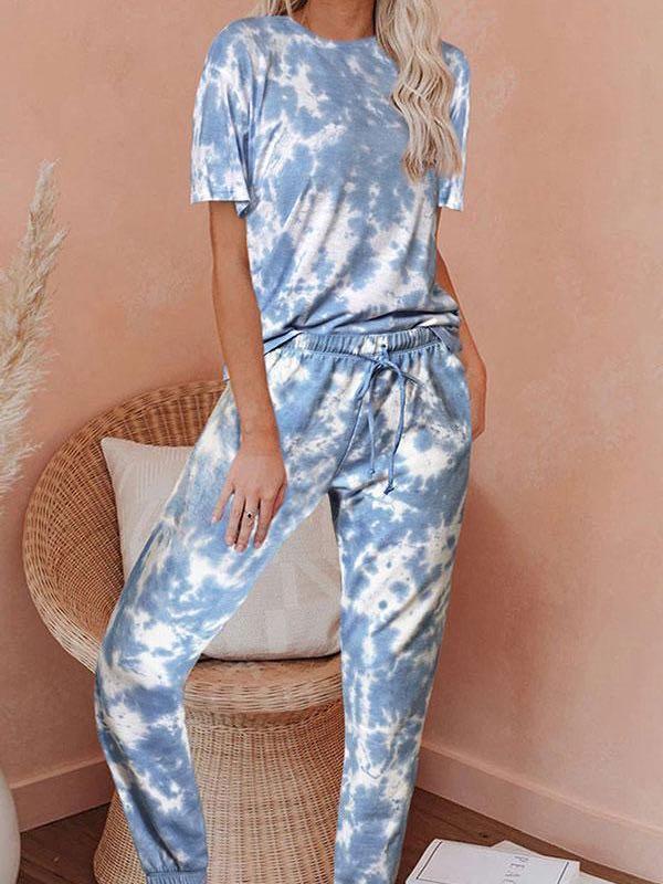 Round Neck Tie Dye Pants Suit - INS | Online Fashion Free Shipping Clothing, Dresses, Tops, Shoes