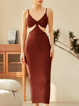 Ruched Cut-out Bandage Dress - Dresses - INS | Online Fashion Free Shipping Clothing, Dresses, Tops, Shoes - 01/29/2021 - Bodycon Dresses - Brown