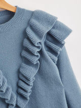 Ruffle Trim Solid Sweater - INS | Online Fashion Free Shipping Clothing, Dresses, Tops, Shoes